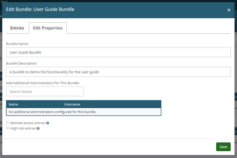 Editing a bundle properties.