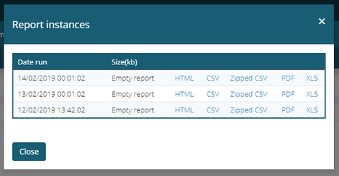 An example report after select has been processed. 